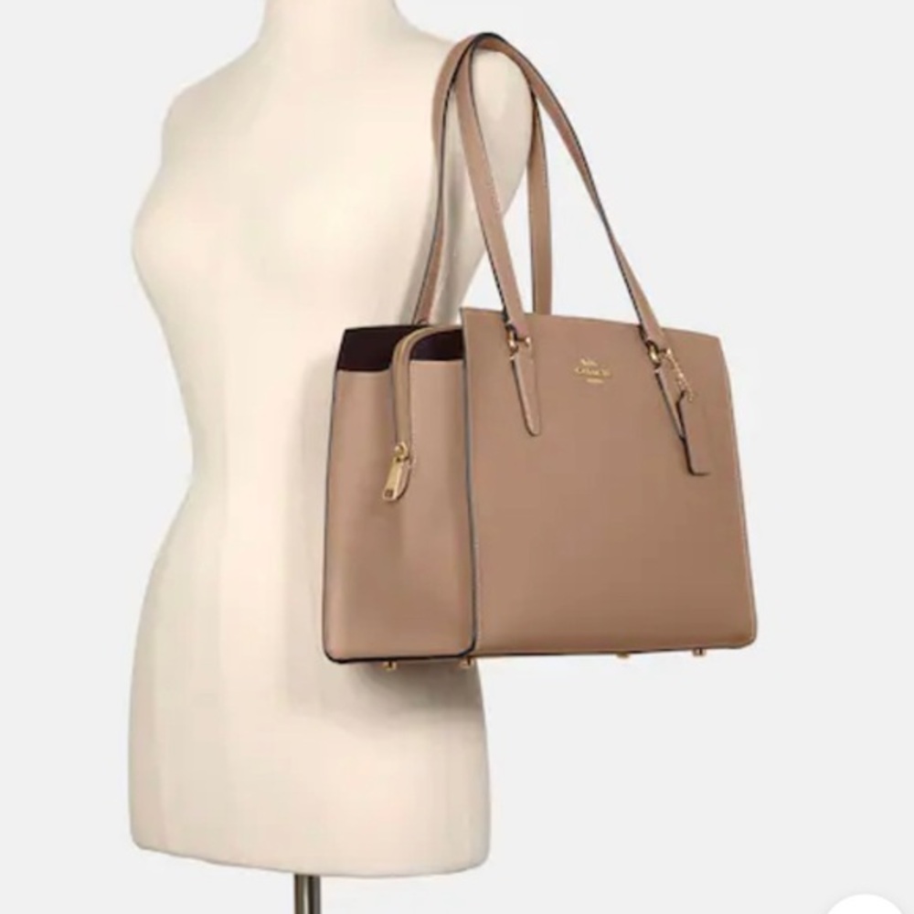 Gold/Taupe Oxblood Tatum Carryall Coach Bag